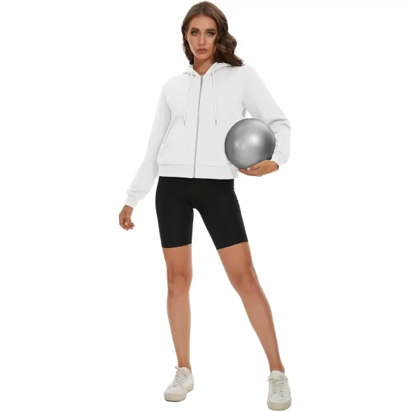 MAGCOMSEN Women's Cropped Hoodie Sweatshirt Fleece Lined Full Zip Up Jacket With Pockets