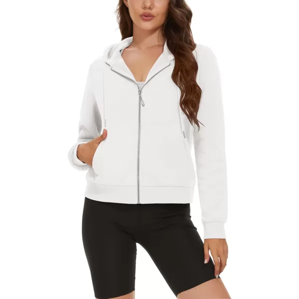 MAGCOMSEN Women's Cropped Hoodie Sweatshirt Fleece Lined Full Zip Up Jacket With Pockets