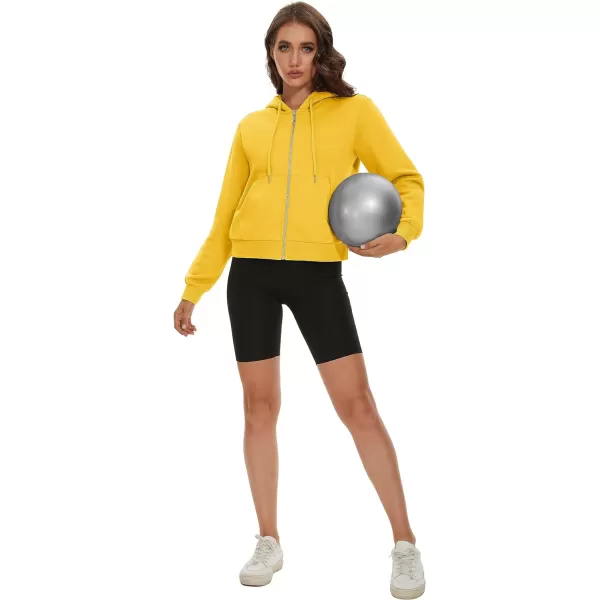MAGCOMSEN Women's Cropped Hoodie Sweatshirt Fleece Lined Full Zip Up Jacket With Pockets