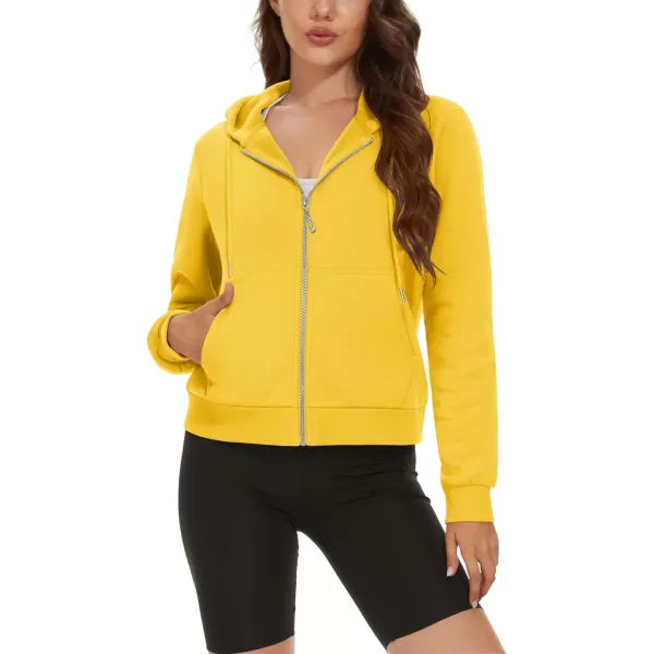 MAGCOMSEN Women's Cropped Hoodie Sweatshirt Fleece Lined Full Zip Up Jacket With Pockets