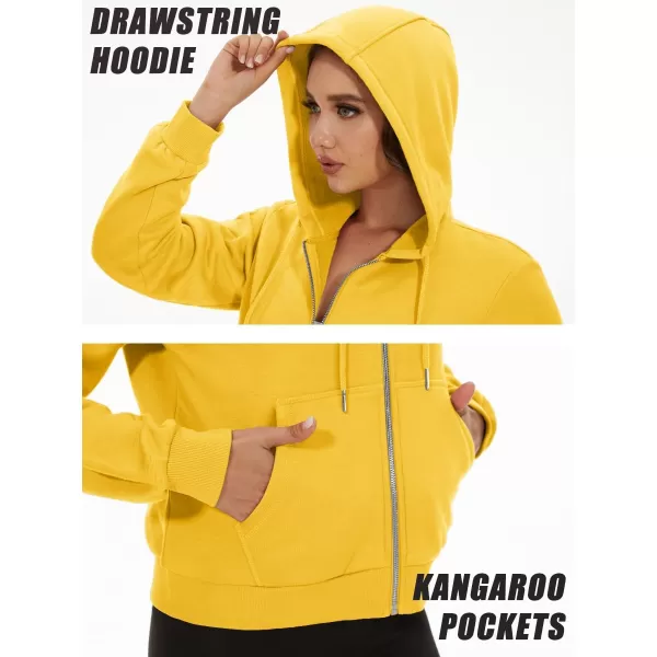 MAGCOMSEN Women's Cropped Hoodie Sweatshirt Fleece Lined Full Zip Up Jacket With Pockets