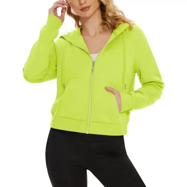 MAGCOMSEN Women's Cropped Hoodie Sweatshirt Fleece Lined Full Zip Up Jacket With Pockets