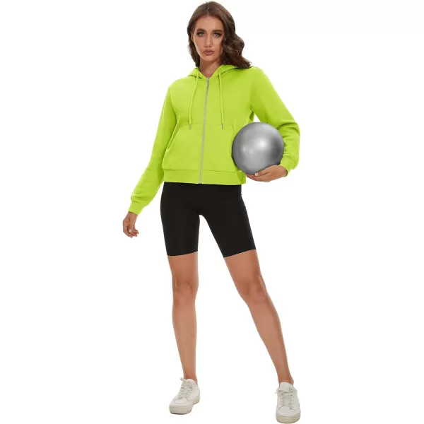 MAGCOMSEN Women's Cropped Hoodie Sweatshirt Fleece Lined Full Zip Up Jacket With Pockets