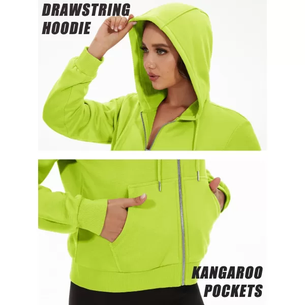 MAGCOMSEN Women's Cropped Hoodie Sweatshirt Fleece Lined Full Zip Up Jacket With Pockets