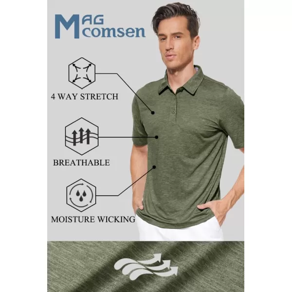 MAGCOMSEN Men's Short Sleeve Polo Golf Shirts 3-Button Moisture Wicking Athletic T-Shirts Casual Collared Shirt