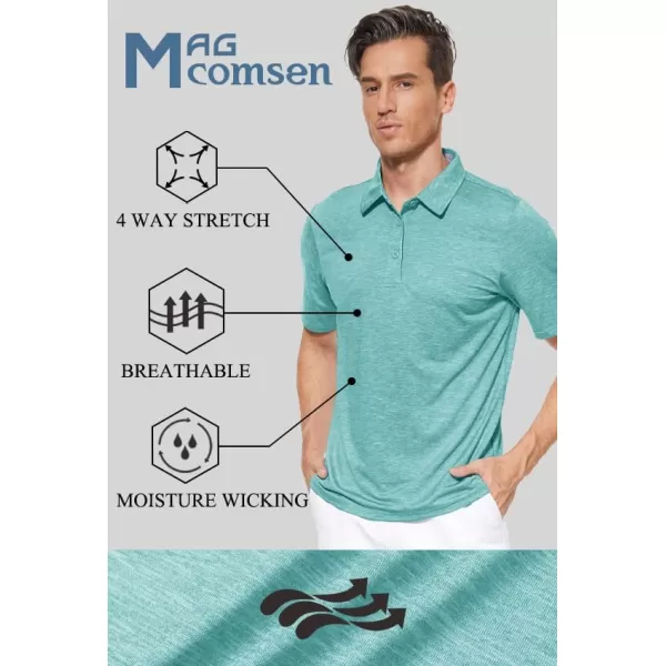 MAGCOMSEN Men's Short Sleeve Polo Golf Shirts 3-Button Moisture Wicking Athletic T-Shirts Casual Collared Shirt