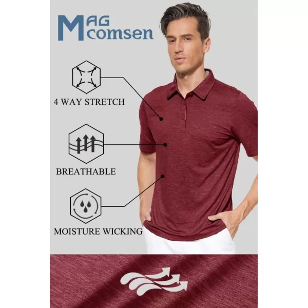 MAGCOMSEN Men's Short Sleeve Polo Golf Shirts 3-Button Moisture Wicking Athletic T-Shirts Casual Collared Shirt