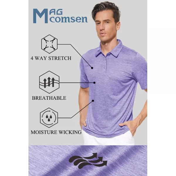 MAGCOMSEN Men's Short Sleeve Polo Golf Shirts 3-Button Moisture Wicking Athletic T-Shirts Casual Collared Shirt