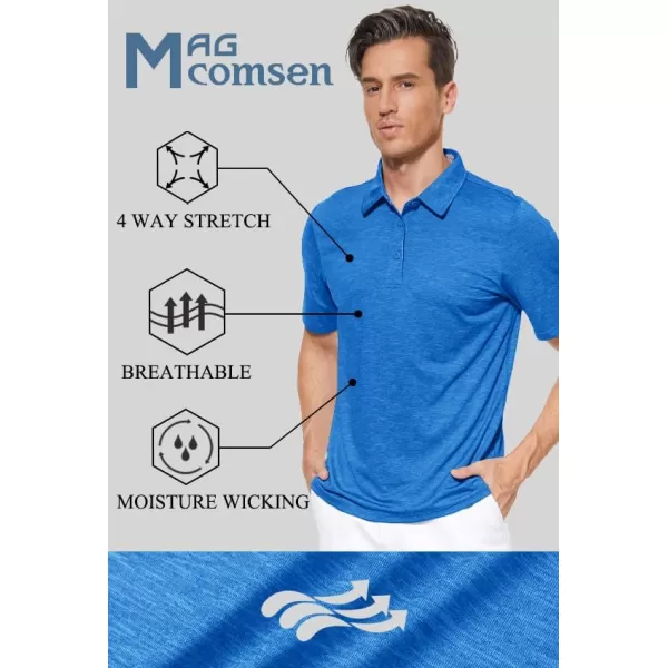 MAGCOMSEN Men's Short Sleeve Polo Golf Shirts 3-Button Moisture Wicking Athletic T-Shirts Casual Collared Shirt
