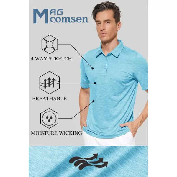 MAGCOMSEN Men's Short Sleeve Polo Golf Shirts 3-Button Moisture Wicking Athletic T-Shirts Casual Collared Shirt