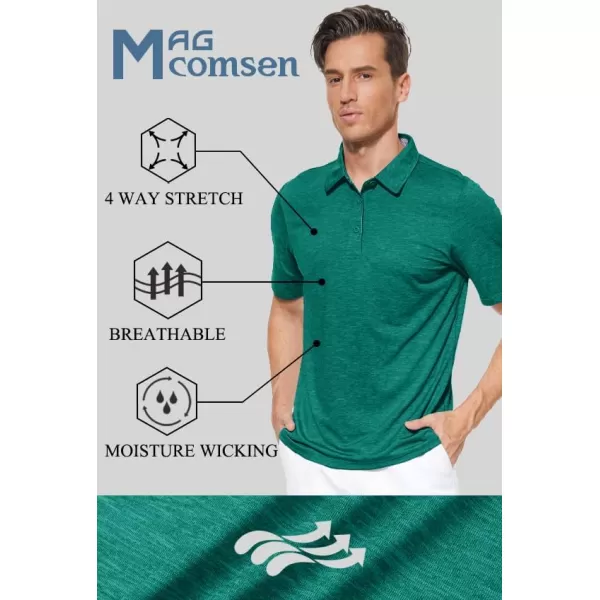 MAGCOMSEN Men's Short Sleeve Polo Golf Shirts 3-Button Moisture Wicking Athletic T-Shirts Casual Collared Shirt