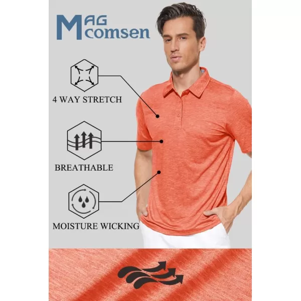 MAGCOMSEN Men's Short Sleeve Polo Golf Shirts 3-Button Moisture Wicking Athletic T-Shirts Casual Collared Shirt