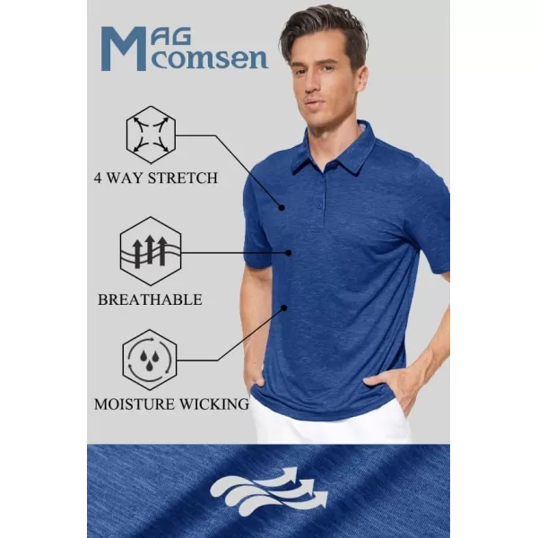 MAGCOMSEN Men's Short Sleeve Polo Golf Shirts 3-Button Moisture Wicking Athletic T-Shirts Casual Collared Shirt