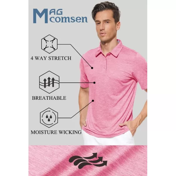 MAGCOMSEN Men's Short Sleeve Polo Golf Shirts 3-Button Moisture Wicking Athletic T-Shirts Casual Collared Shirt