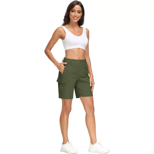 MAGCOMSEN Women's Hiking Cargo Shorts Lightweight Quick Dry Golf Shorts 5 Pockets Outdoor Summer Casual Travel Shorts