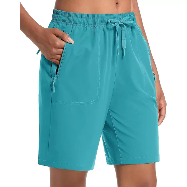 MAGCOMSEN Women's Hiking Shorts Lightweight Quick Dry 8" Golf Shorts Water Resistant with 3 Zipper Pockets