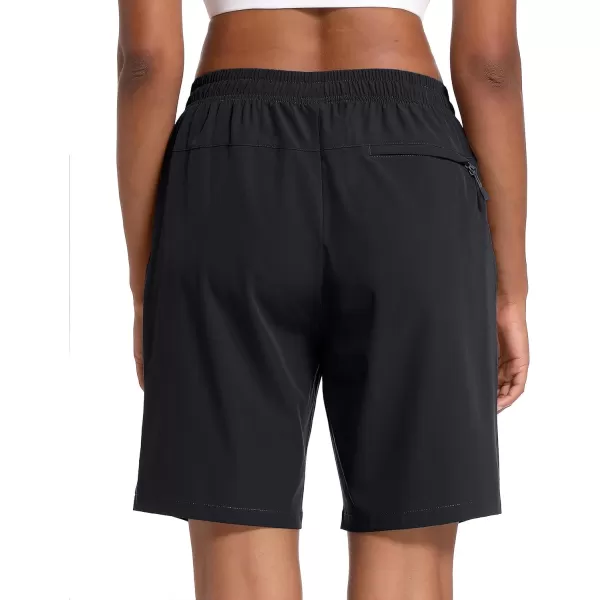 MAGCOMSEN Women's Hiking Shorts Lightweight Quick Dry 8" Golf Shorts Water Resistant with 3 Zipper Pockets