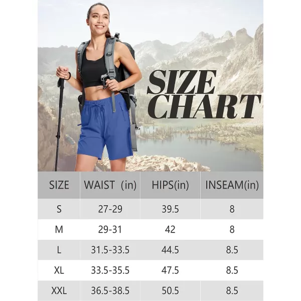 MAGCOMSEN Women's Hiking Shorts Lightweight Quick Dry 8" Golf Shorts Water Resistant with 3 Zipper Pockets