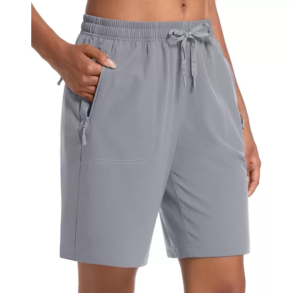 MAGCOMSEN Women's Hiking Shorts Lightweight Quick Dry 8" Golf Shorts Water Resistant with 3 Zipper Pockets