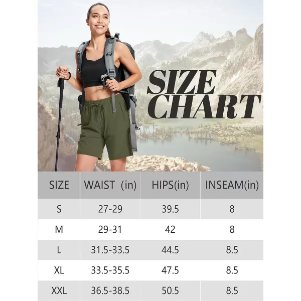 MAGCOMSEN Women's Hiking Shorts Lightweight Quick Dry 8" Golf Shorts Water Resistant with 3 Zipper Pockets