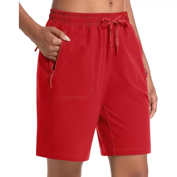 MAGCOMSEN Women's Hiking Shorts Lightweight Quick Dry 8" Golf Shorts Water Resistant with 3 Zipper Pockets