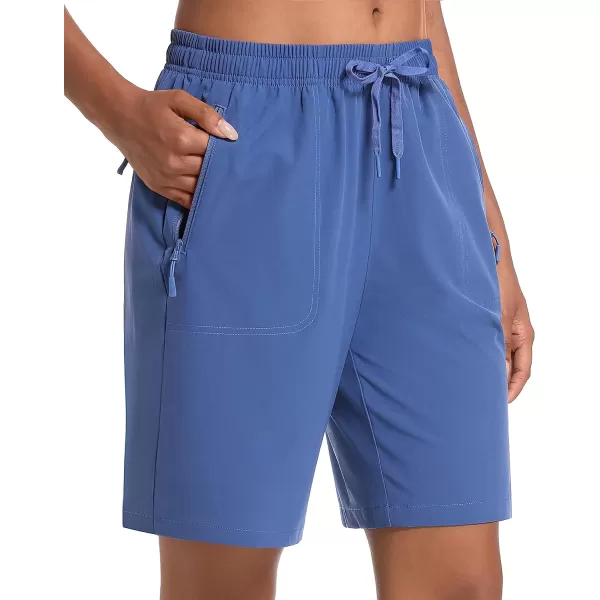 MAGCOMSEN Women's Hiking Shorts Lightweight Quick Dry 8" Golf Shorts Water Resistant with 3 Zipper Pockets