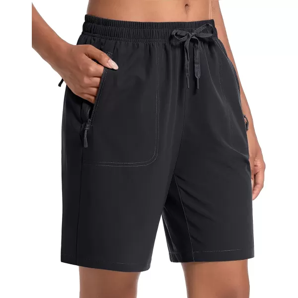 MAGCOMSEN Women's Hiking Shorts Lightweight Quick Dry 8" Golf Shorts Water Resistant with 3 Zipper Pockets