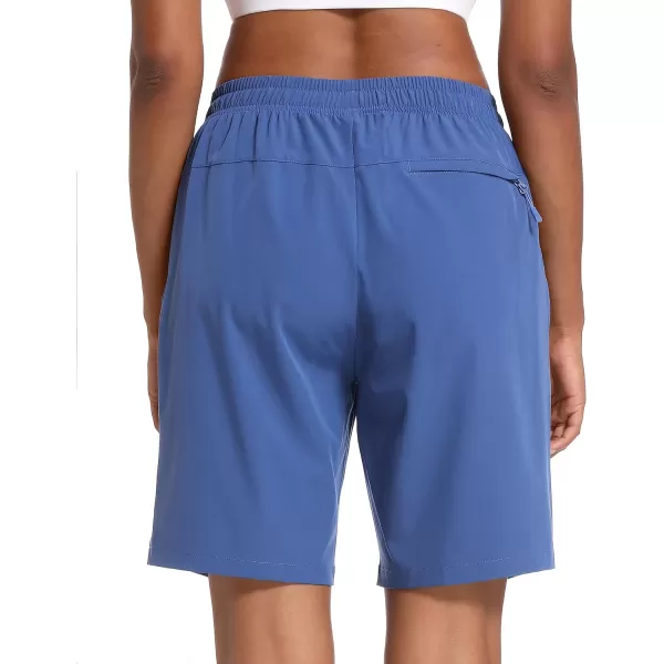 MAGCOMSEN Women's Hiking Shorts Lightweight Quick Dry 8" Golf Shorts Water Resistant with 3 Zipper Pockets