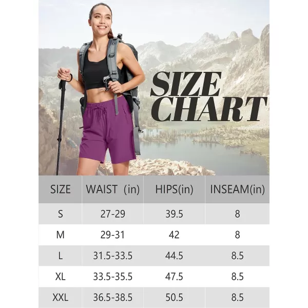 MAGCOMSEN Women's Hiking Shorts Lightweight Quick Dry 8" Golf Shorts Water Resistant with 3 Zipper Pockets
