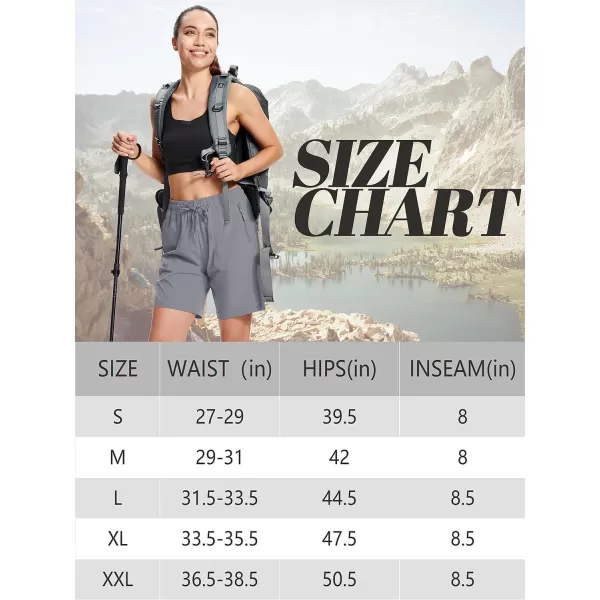 MAGCOMSEN Women's Hiking Shorts Lightweight Quick Dry 8" Golf Shorts Water Resistant with 3 Zipper Pockets