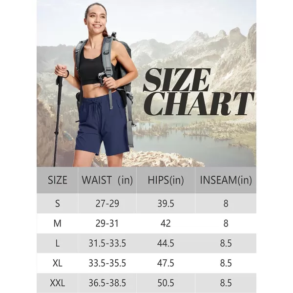 MAGCOMSEN Women's Hiking Shorts Lightweight Quick Dry 8" Golf Shorts Water Resistant with 3 Zipper Pockets