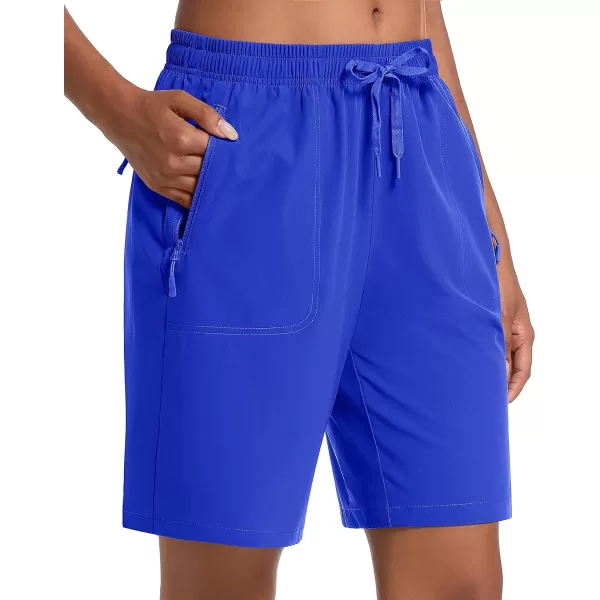 MAGCOMSEN Women's Hiking Shorts Lightweight Quick Dry 8" Golf Shorts Water Resistant with 3 Zipper Pockets