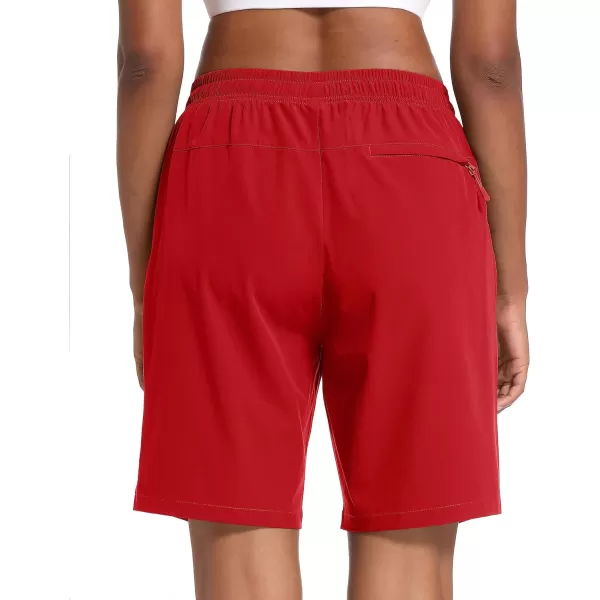 MAGCOMSEN Women's Hiking Shorts Lightweight Quick Dry 8" Golf Shorts Water Resistant with 3 Zipper Pockets