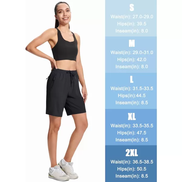 MAGCOMSEN Women's Hiking Shorts Lightweight Quick Dry 8" Golf Shorts Water Resistant with 3 Zipper Pockets