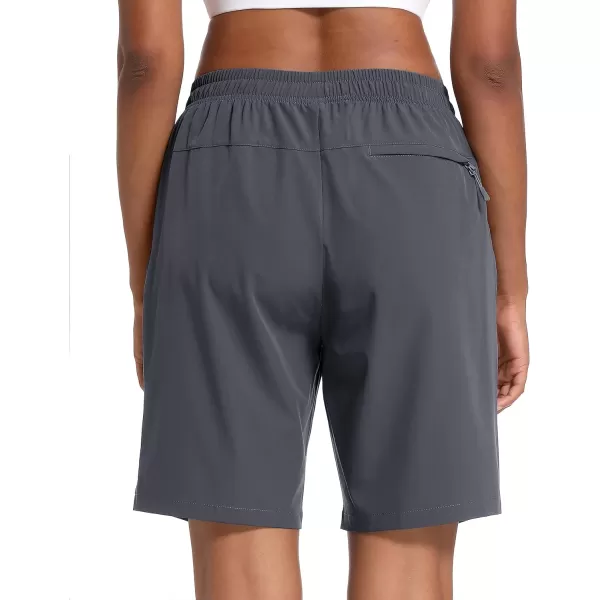 MAGCOMSEN Women's Hiking Shorts Lightweight Quick Dry 8" Golf Shorts Water Resistant with 3 Zipper Pockets
