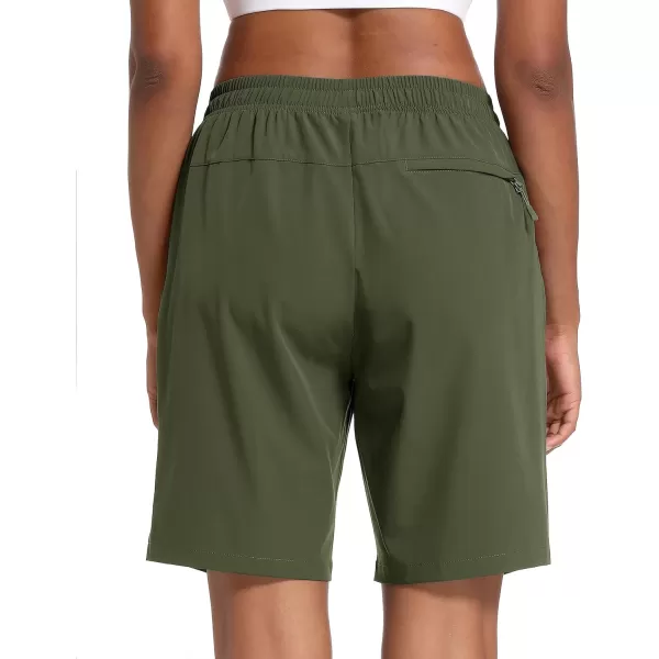 MAGCOMSEN Women's Hiking Shorts Lightweight Quick Dry 8" Golf Shorts Water Resistant with 3 Zipper Pockets
