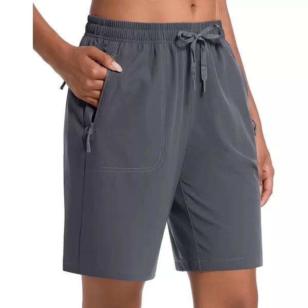 MAGCOMSEN Women's Hiking Shorts Lightweight Quick Dry 8" Golf Shorts Water Resistant with 3 Zipper Pockets