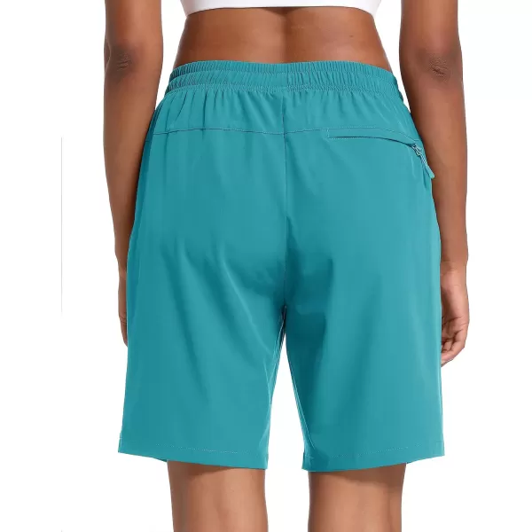 MAGCOMSEN Women's Hiking Shorts Lightweight Quick Dry 8" Golf Shorts Water Resistant with 3 Zipper Pockets