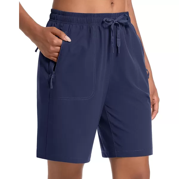 MAGCOMSEN Women's Hiking Shorts Lightweight Quick Dry 8" Golf Shorts Water Resistant with 3 Zipper Pockets