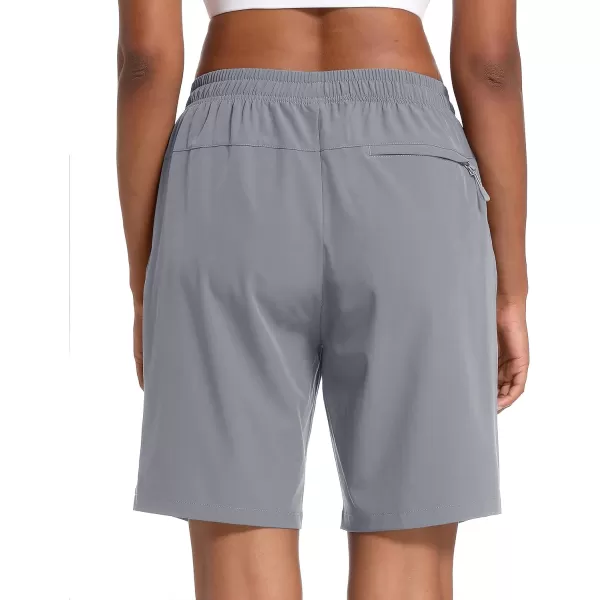 MAGCOMSEN Women's Hiking Shorts Lightweight Quick Dry 8" Golf Shorts Water Resistant with 3 Zipper Pockets