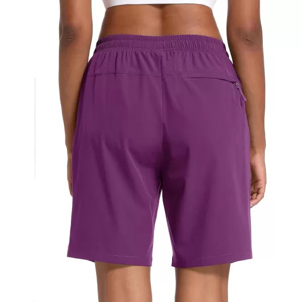 MAGCOMSEN Women's Hiking Shorts Lightweight Quick Dry 8" Golf Shorts Water Resistant with 3 Zipper Pockets