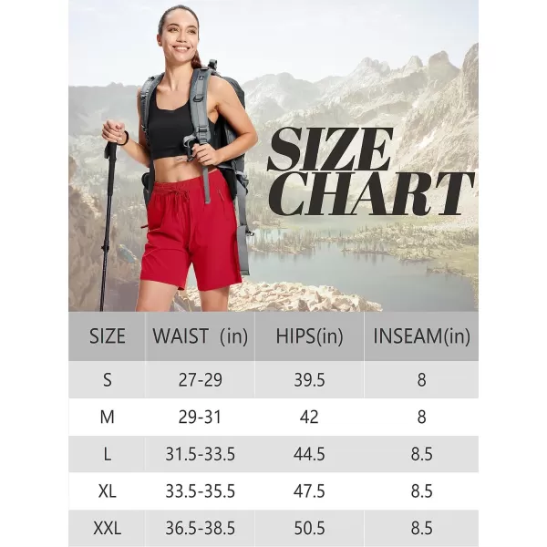 MAGCOMSEN Women's Hiking Shorts Lightweight Quick Dry 8" Golf Shorts Water Resistant with 3 Zipper Pockets