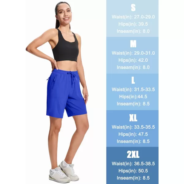 MAGCOMSEN Women's Hiking Shorts Lightweight Quick Dry 8" Golf Shorts Water Resistant with 3 Zipper Pockets