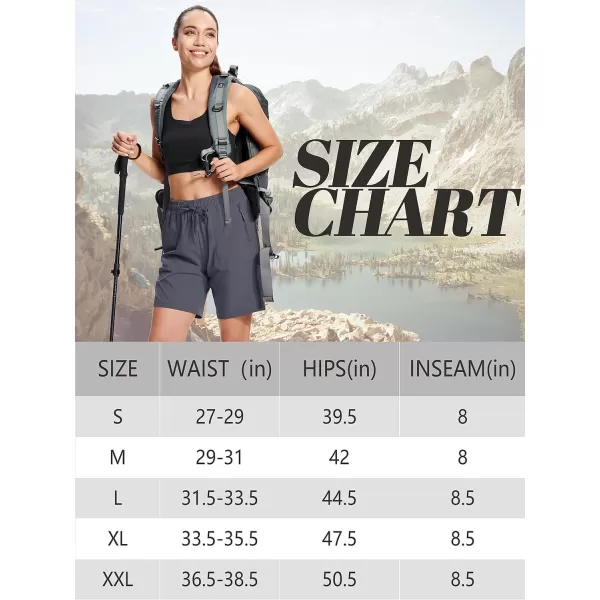 MAGCOMSEN Women's Hiking Shorts Lightweight Quick Dry 8" Golf Shorts Water Resistant with 3 Zipper Pockets