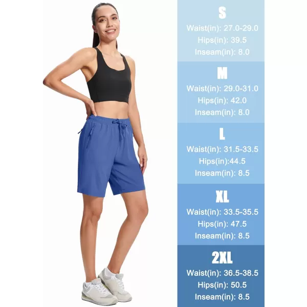 MAGCOMSEN Women's Hiking Shorts Lightweight Quick Dry 8" Golf Shorts Water Resistant with 3 Zipper Pockets