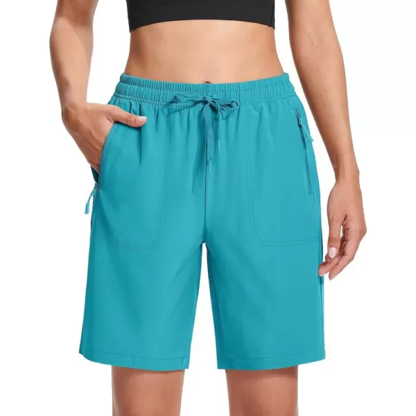 MAGCOMSEN Women's Hiking Shorts Lightweight Quick Dry 8" Golf Shorts Water Resistant with 3 Zipper Pockets