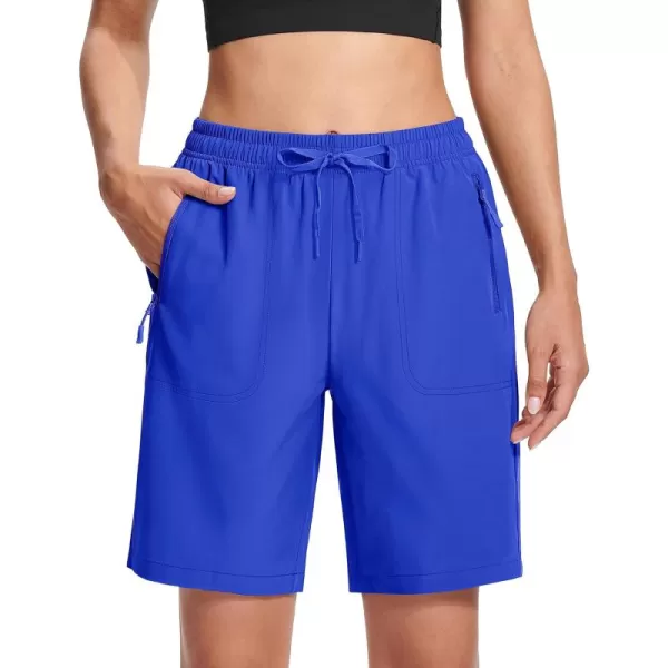 MAGCOMSEN Women's Hiking Shorts Lightweight Quick Dry 8" Golf Shorts Water Resistant with 3 Zipper Pockets