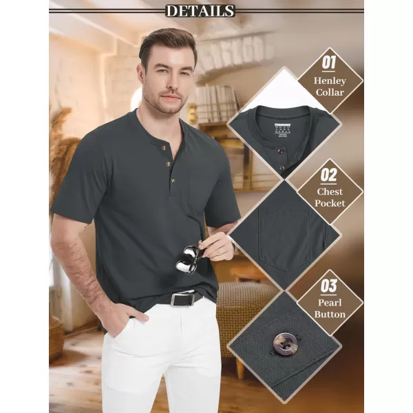 MAGCOMSEN Men's Henley Shirts Short Sleeve Pocket Tee Shirts Cotton Casual T-Shirts Vintage Plain Shirts Summer Fashion