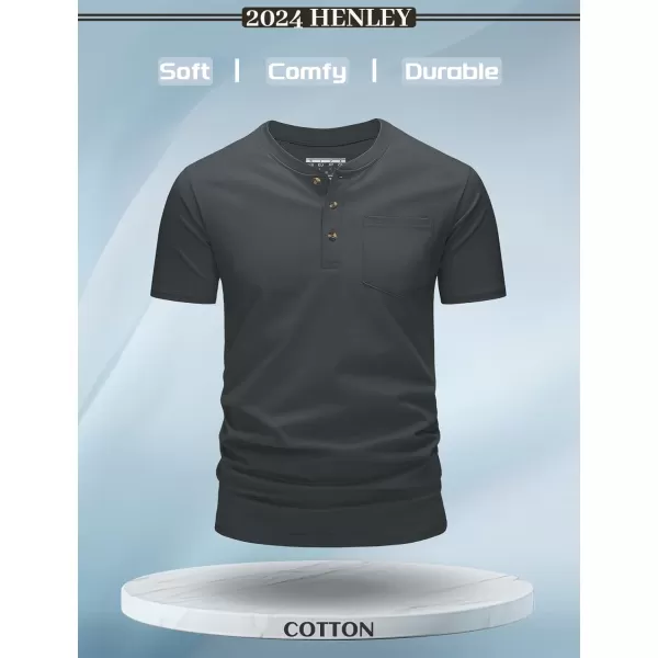 MAGCOMSEN Men's Henley Shirts Short Sleeve Pocket Tee Shirts Cotton Casual T-Shirts Vintage Plain Shirts Summer Fashion
