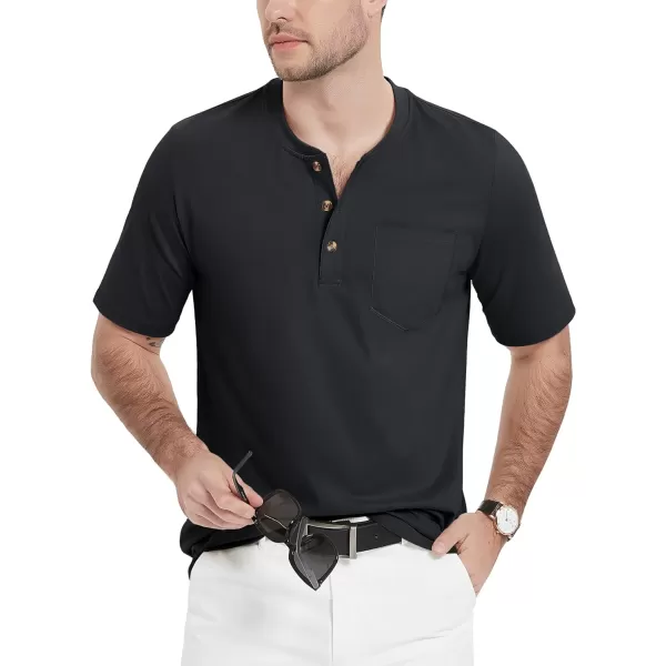 MAGCOMSEN Men's Henley Shirts Short Sleeve Pocket Tee Shirts Cotton Casual T-Shirts Vintage Plain Shirts Summer Fashion